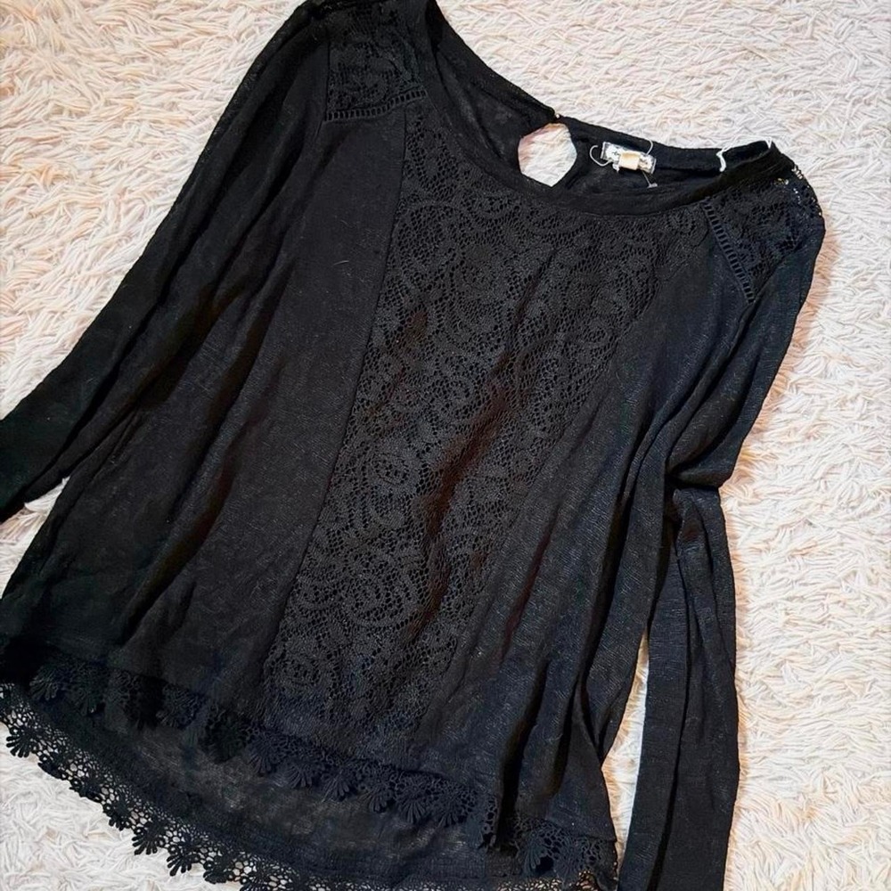 Cottage Core Whimsygoth Dark Lace Floral Casual High Low Top Womens M Gothic - Picture 2 of 6